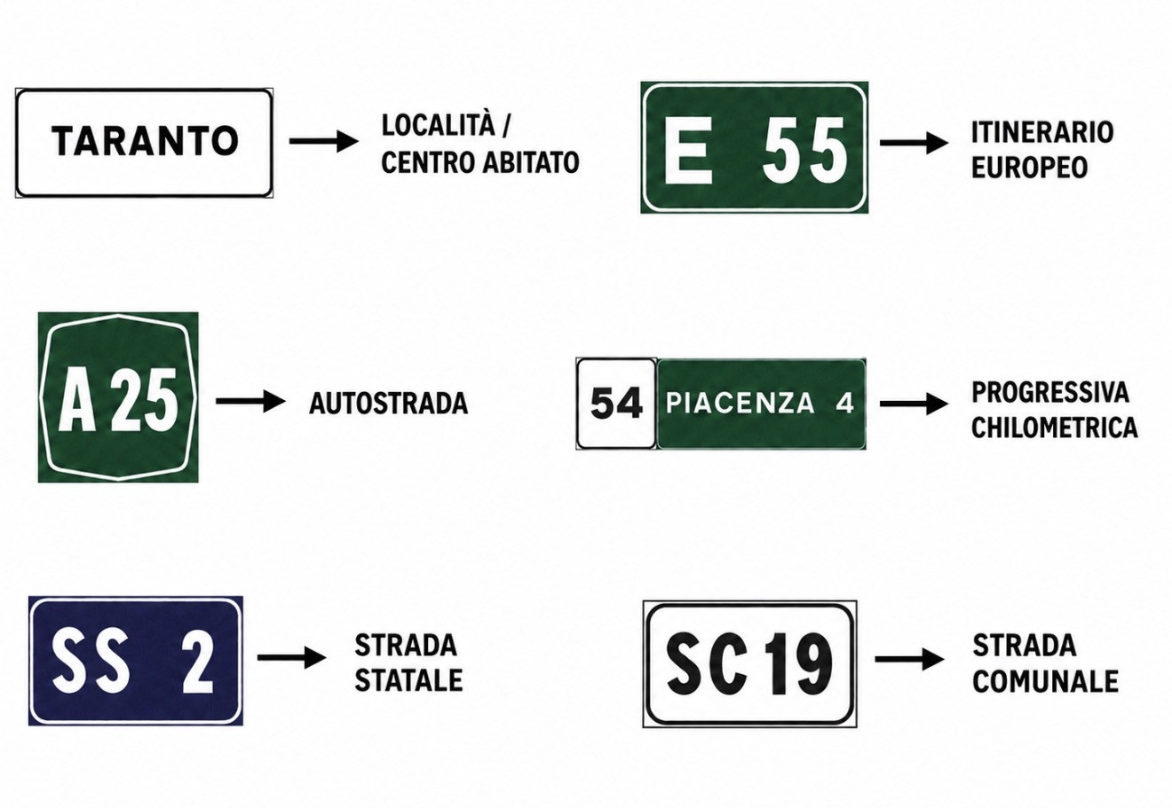 Località, strade e numeri di itinerario