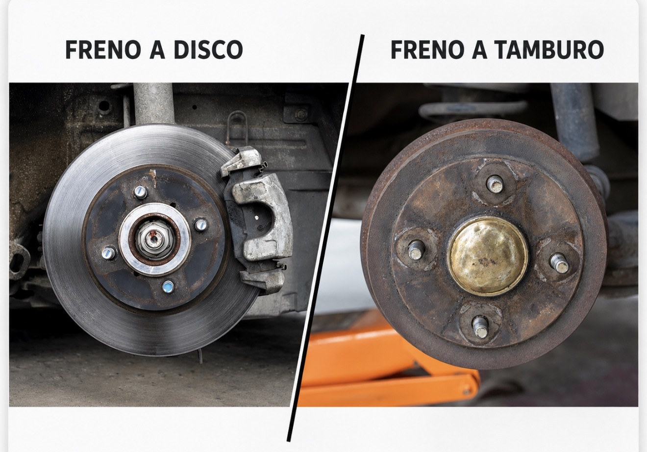 Impianto idraulico: freno a disco e freno a tamburo